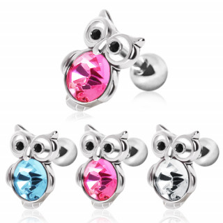 Piercing cartilage hlix hibou  pierre ronde facette