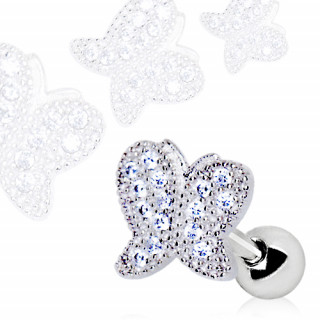 Piercing cartilage hlix  papillon pav de strass clairs