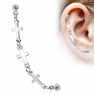 Piercing cartilage hlix triple croix