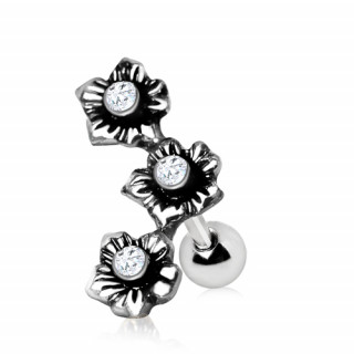 Piercing cartilage hélix vintage à fleurs avec strass