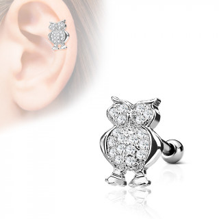 Piercing cartilage hibou pav de strass