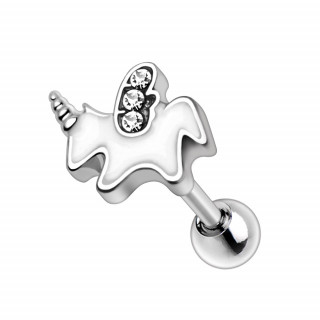 Piercing cartilage licorne maille  ailes strass