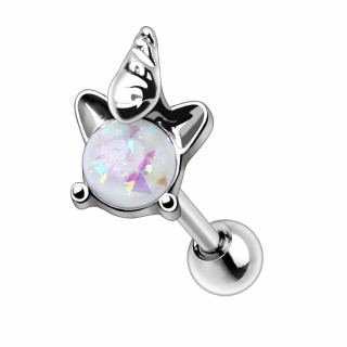 Piercing cartilage licorne opale