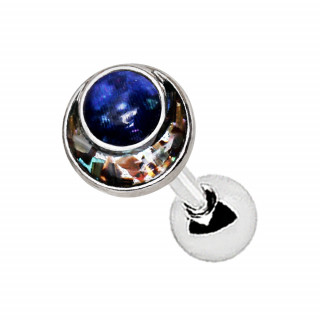 Piercing cartilage lune d'abalone et sphère galaxie