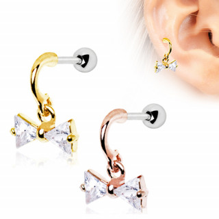 Piercing cartilage  noeud papillon plaqu or