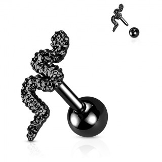Piercing cartilage Noir à serpent aspect perlé