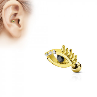 Piercing cartilage oeil à strass - Plaqué or