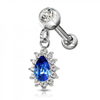 Piercing cartilage oreille  pendentif soleil - Clair et bleu