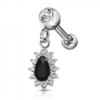 Piercing cartilage oreille  pendentif soleil - Clair et noir