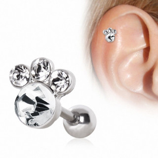 Piercing cartilage patte d'animal strass