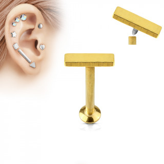 Piercing cartilage petite barre dore