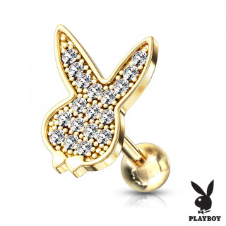 Piercing cartilage plaqu or lapin Playboy parsem de strass