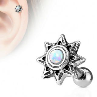 Piercing cartilage soleil tribal  Opale blanche