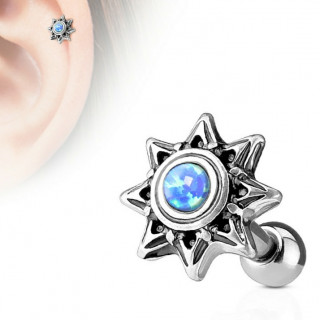 Piercing cartilage soleil tribal  Opale bleue