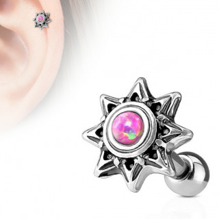 Piercing cartilage soleil tribal  Opale rose