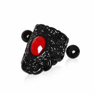 Piercing cartilage style gothique  pierre rouge