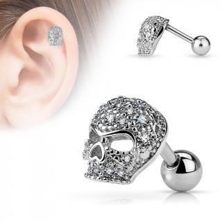 Piercing cartilage tte de mort strass