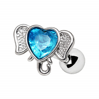 Piercing cartilage tte d'lphant  coeur bleu