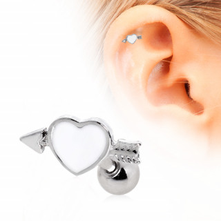 Piercing cartilage tragus hlix  coeur travers d'une flche de cupidon