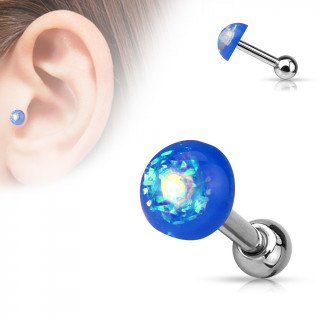 Piercing cartilage tragus helix  dme d'opale bleu paillet