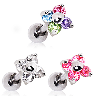 Piercing cartilage tragus hlix  fleur de strass