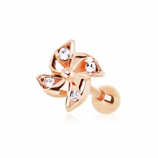 Piercing cartilage tragus hélix moulin cuivré avec strass