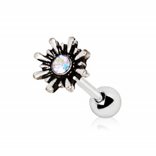 Piercing cartilage tragus helix soleil ardent avec strass