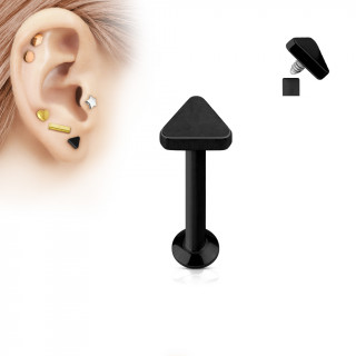 Piercing labret triangle noir (cartilage, lobe, lvre)