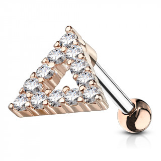 Piercing cartilage  triangle ouvert cuivr pav de strass