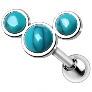 Piercing cartilage triple turquoise (hlix, flat)