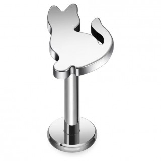 Piercing chat assis en Titane  filetage interne (lvre et oreille)