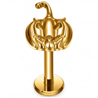 Piercing Citrouille effrayante en Titane dor pour lvre et oreille ( filetage interne)