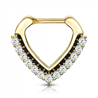 Piercing clicker doré triangle arrondi serti