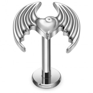 Piercing coeur  ailes de dmon en Titane  filetage interne (lvre et oreille)