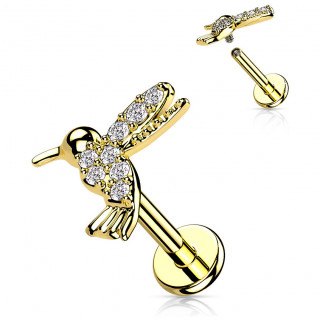 Piercing colibri Dor pav de strass (lvre, hlix, flat...)