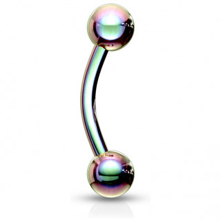 Piercing courbé acier Arc en ciel Titanium (arcade, daith...)