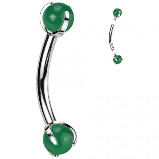 Piercing courb Titane  perles de Jade (arcade, rook...)