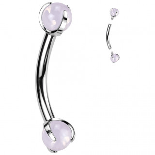 Piercing courb Titane  perles d'Opalite rose (arcade, rook...)