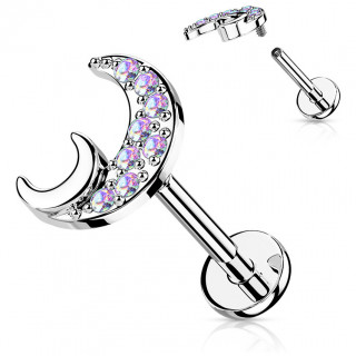 Piercing croissants de lune  tige labret filetage interne (lvre, hlix...) - Aurore Borale