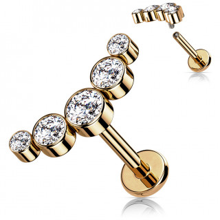 Piercing Cuivré à arc pavé de strass (lèvre, hélix...)