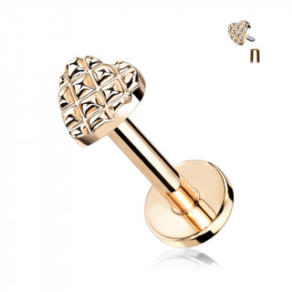 Piercing cuivré coeur capitonné (lèvre, cartilage oreille...)