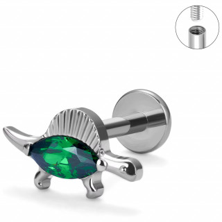 Piercing dinosaure  crte dorsale en Titane  zirconium vert (lvre et oreille)