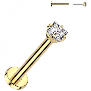 Piercing dor  Zirconium carr en Titane push-in (nostril, lvre et oreille)
