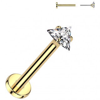 Piercing doré à Zirconium triangle en Titane push-in (nostril, lèvre et oreille)