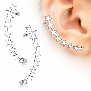 Piercing duo cartilage et lobe à enfilade d'étoiles