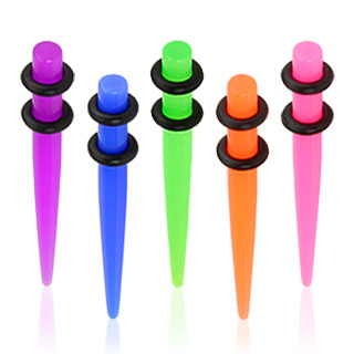 Piercing carteur acrylique teint fluo type tapers