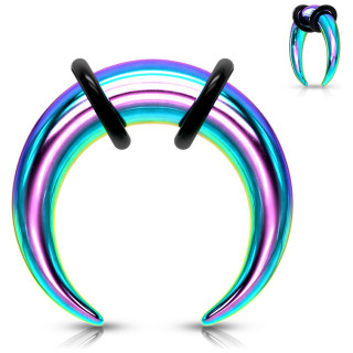 Piercing écarteur arc en ciel en acier style corne de buffle