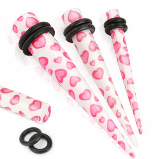 Piercing carteur blanc  coeurs roses type tapers