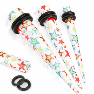 Piercing carteur blanc  toiles multicolores type tapers