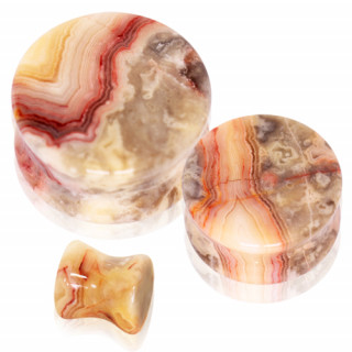 Piercing carteur plug pierre Agate "Crazy Lace"